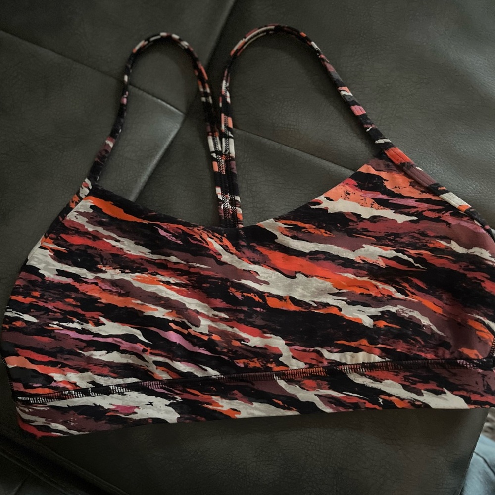 Lululemon Athletica Orange and Black Sports Bra Medium Support size 10